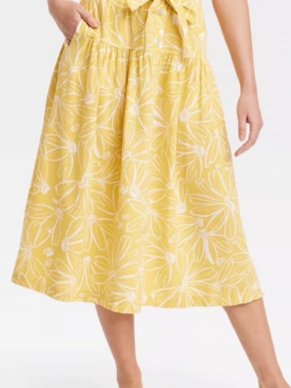 Universal Thread Yellow Floral Maxi Skirt with Buttons